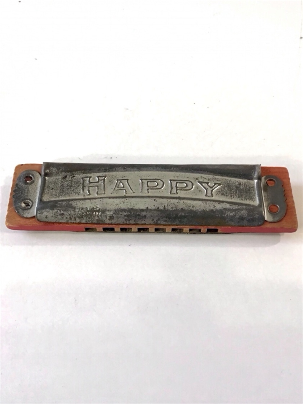 Vintage HAPPY Harmonica Japan Rustic Primitive Music Toy Collectible 50+ Yrs Old